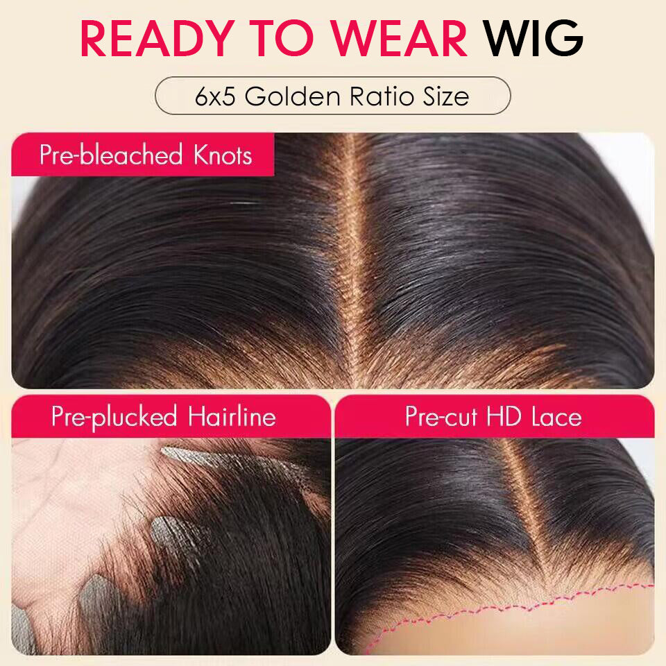 【Deal】Layered Wig With Curtain Bangs Body Wave Ready To Go Glueless 6×5 HD Lace Wig