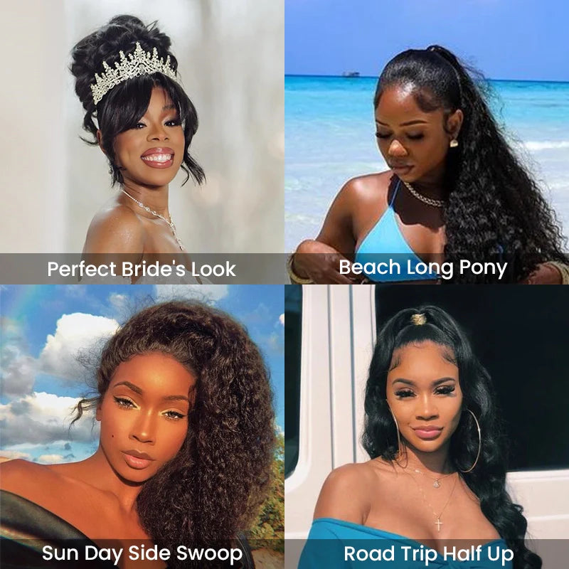 Invisible Strap 360 Lace Wig Water Wave Bleached Knots