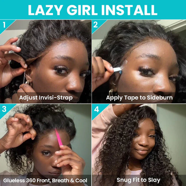 Invisible Strap 360 Lace Wig Water Wave Bleached Knots - KimWig