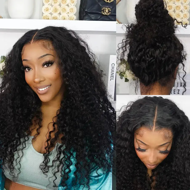 Invisible Strap 360 Lace Wig Water Wave Bleached Knots - KimWig