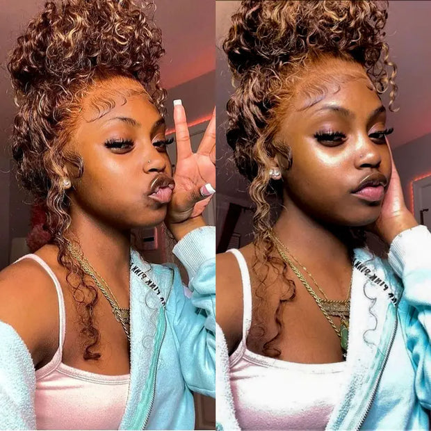 Highlight Ombre Invisible Strap 360 Lace Wig Water Wave - KimWig