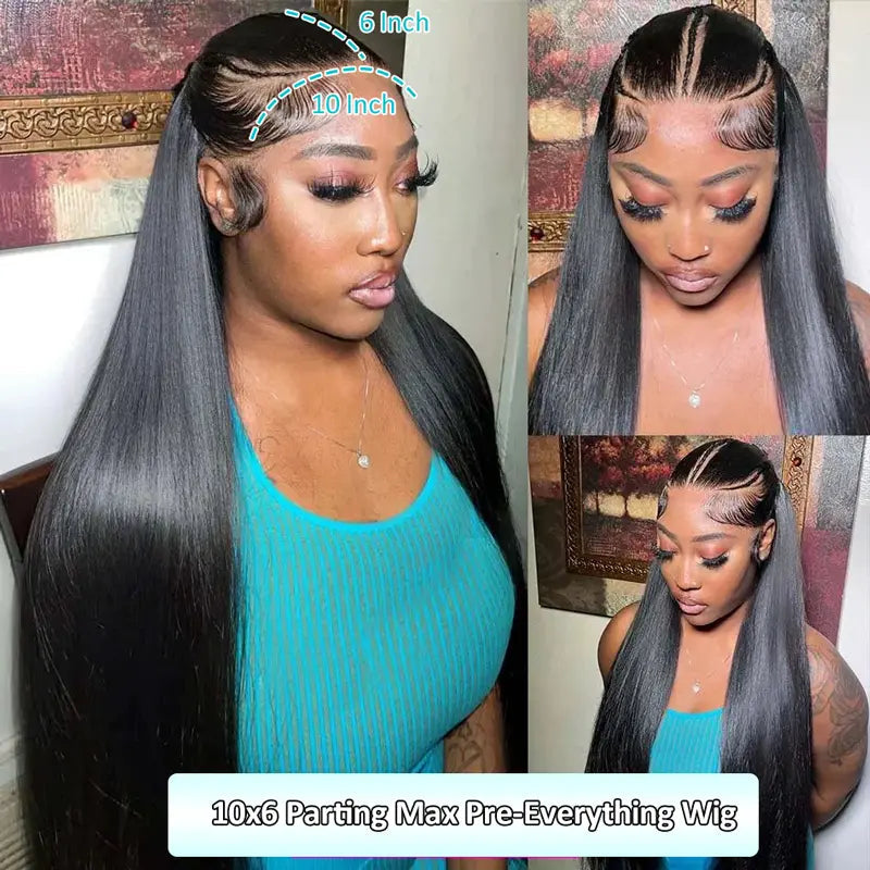 10x6 Parting Max HD Lace Glueless Wig Straight Wear & Go Wigs