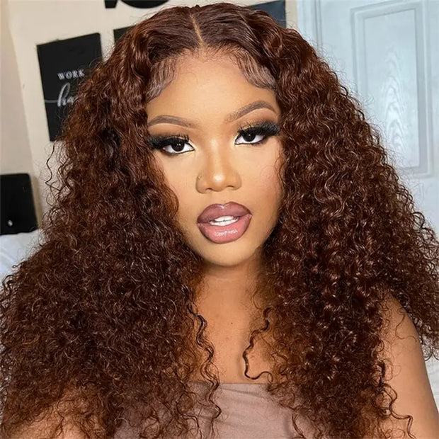 Chocolate Brown Invisible Strap 360 Lace Wig Water Wave - KimWig