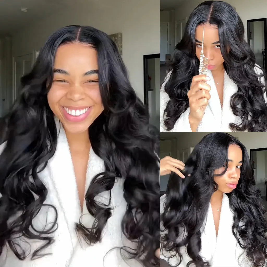 KimWig curtain bangs glueless body wave wig