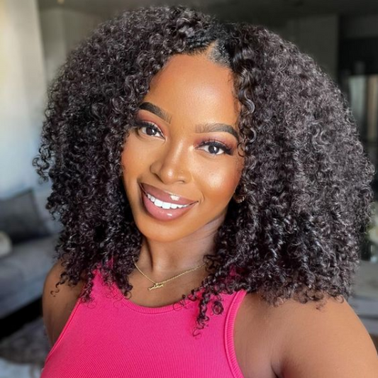 Afro Kinky Curly V Part Wig Glueless Human Hair Wigs | KimWig.com