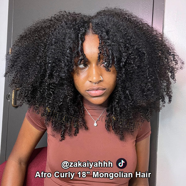 Afro Kinky Curly V Part Wig Glueless Human Hair Wigs | KimWig.com