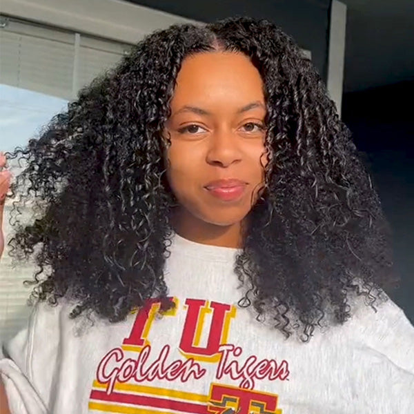Afro Kinky Curly V Part Wig Glueless Human Hair Wigs | KimWig.com