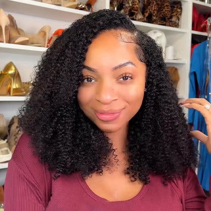 Afro Kinky Curly V Part Wig Glueless Human Hair Wigs | KimWig.com