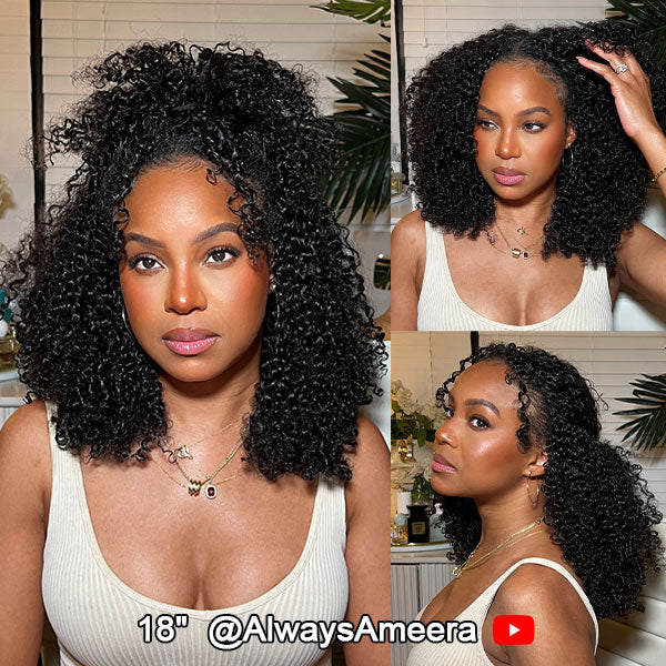 Afro Kinky Curly V Part Wig Glueless Human Hair Wigs | KimWig.com