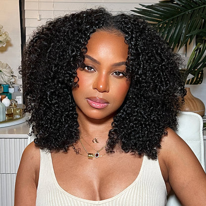 Afro Kinky Curly V Part Wig Glueless Human Hair Wigs | KimWig.com