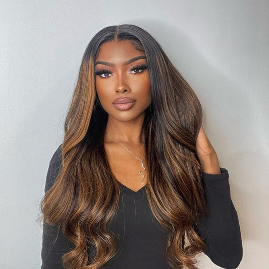 Wear Go Wig Black Hair With Brown Highlights 10x6 Lace Wig Body Wave - KimWig