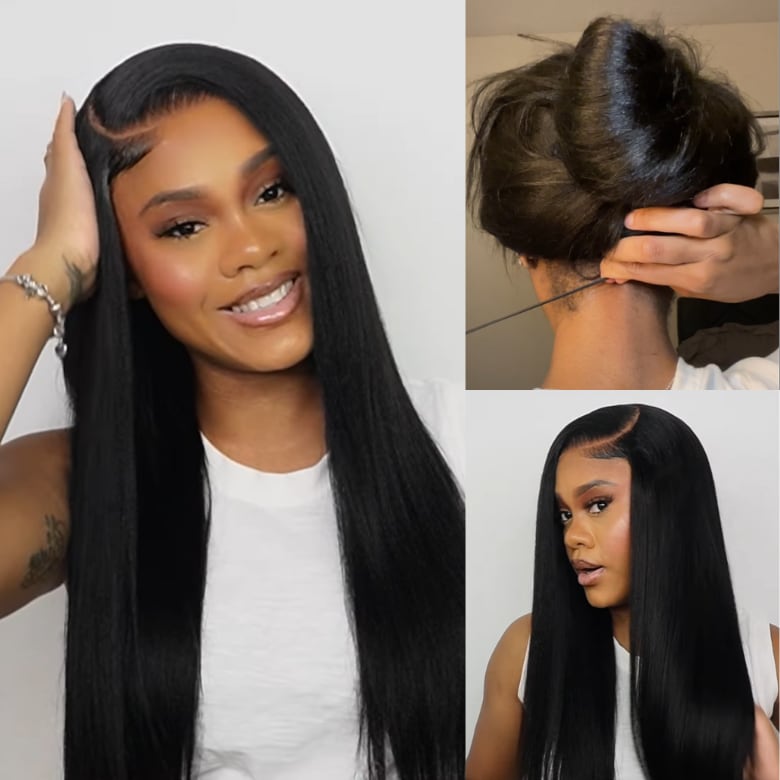 Yaki Straight Wig Glueless 7x5 Lace Pull & Go Human Hair Wigs | KimWig.com