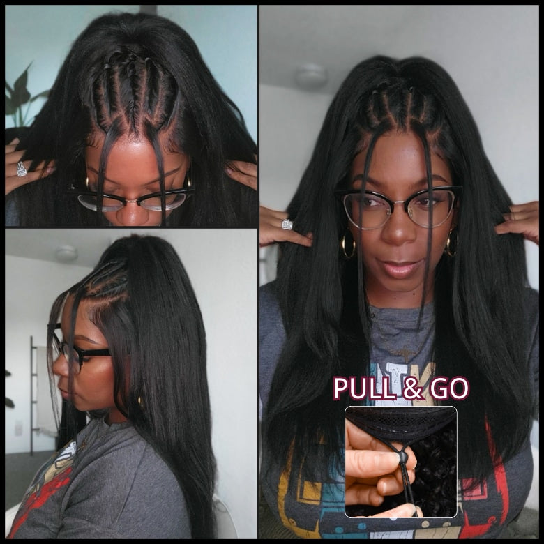 Yaki Straight Wig Glueless 7x5 Lace Pull & Go Human Hair Wigs | KimWig.com