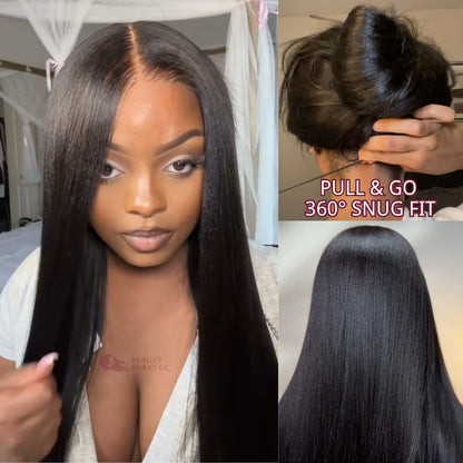 Yaki Straight Wig Glueless 7x5 Lace Pull & Go Human Hair Wigs | KimWig.com
