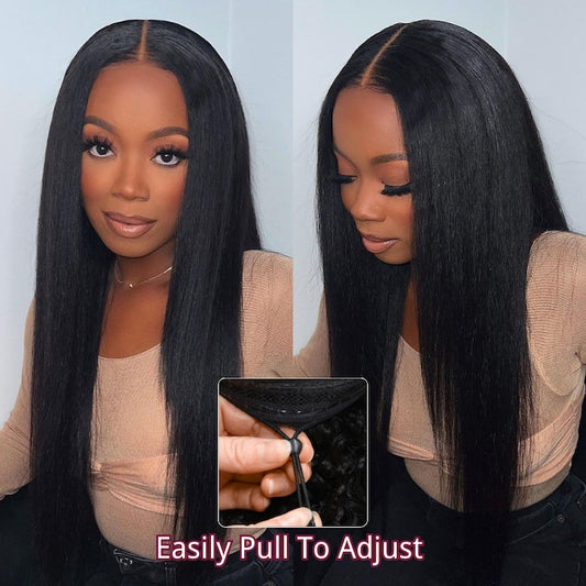 Yaki Straight V Part Wig Put on & Go Glueless Human Hair Wigs | KimWig.com
