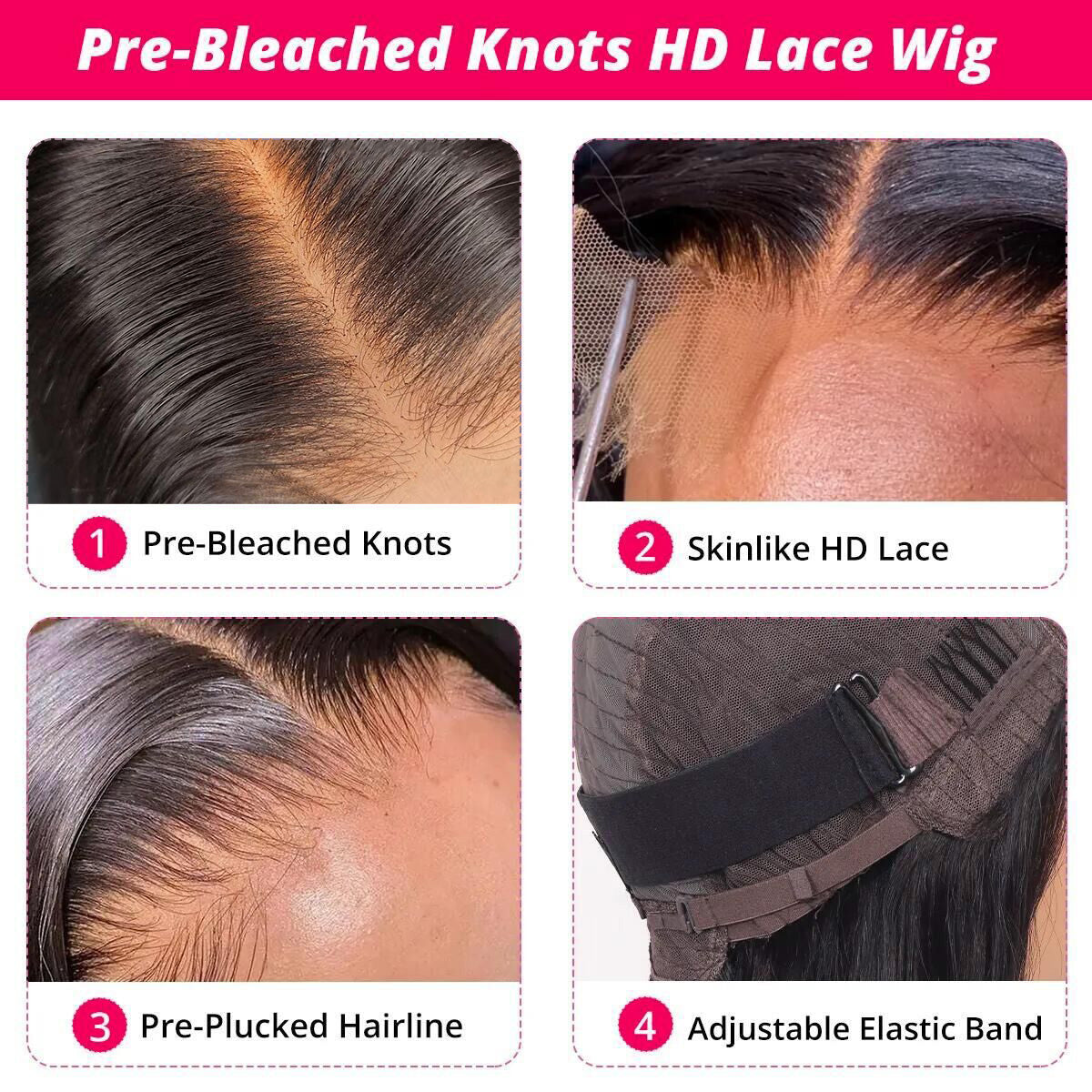 Pre-Bleached Knots HD Lace Wig Glueless Silky Straight Hair | KimWig.com