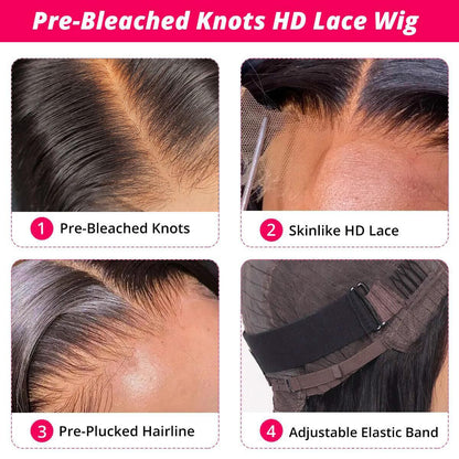 Pre-Bleached Knots HD Lace Wig Glueless Silky Straight Hair | KimWig.com