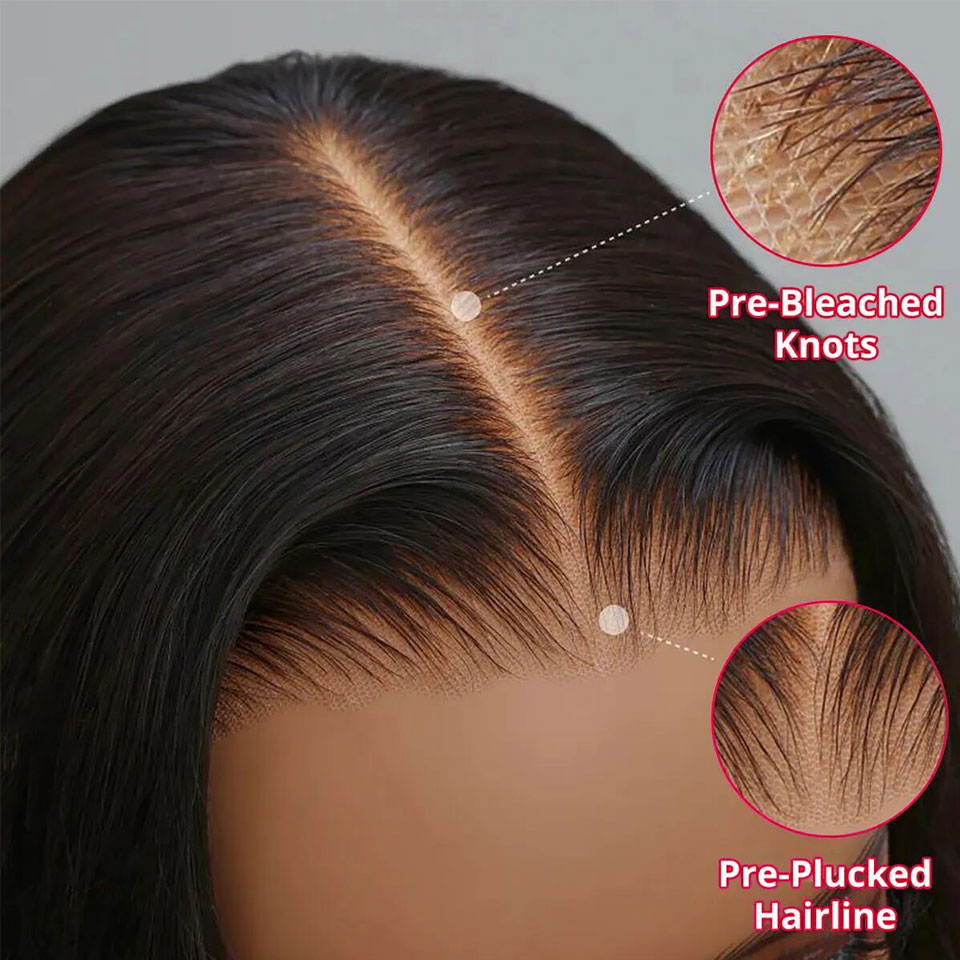 Pre-Bleached Knots HD Lace Wig Glueless Silky Straight Hair | KimWig.com