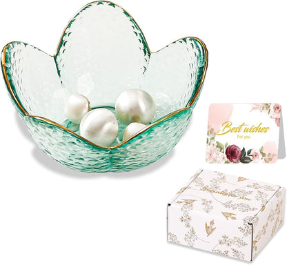 Green Flower Jewelry Dish Glass Ring Holder Dish Jewelry Tray Cute Vanity Organizer