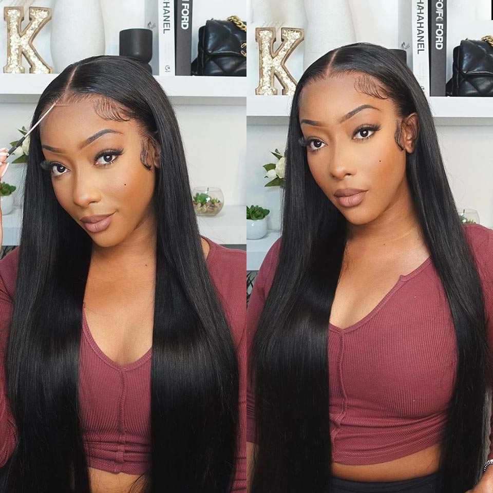 Pre-Bleached Knots HD Lace Wig Glueless Silky Straight Hair | KimWig.com