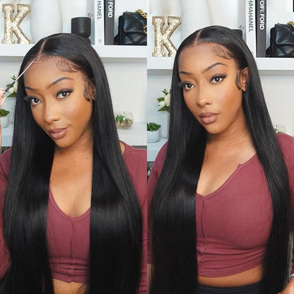 Pre-Bleached Knots HD Lace Wig Glueless Silky Straight Hair | KimWig.com