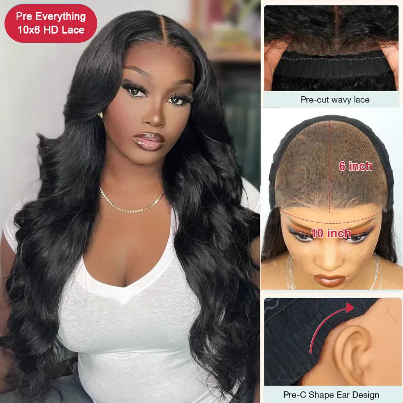10x6 HD Lace Glueless Wig Wear & Go Pre-everything Body Wave - kimwig