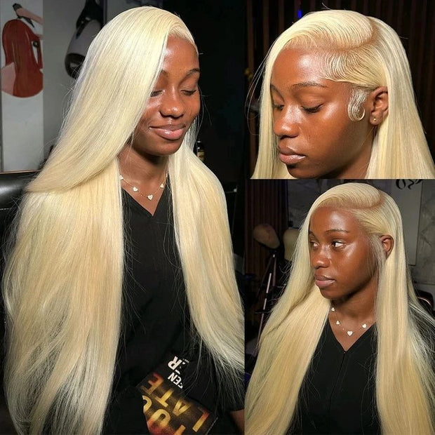 The model show for kimwig 613 honey blonde 13x6 full lace frontal wig silky straight human hair