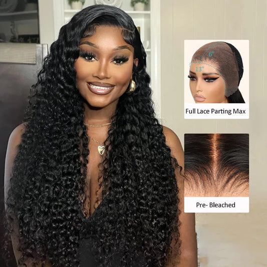 Full 13x6 Lace Frontal Wig Deep Wave Human Hair | KimWig.com