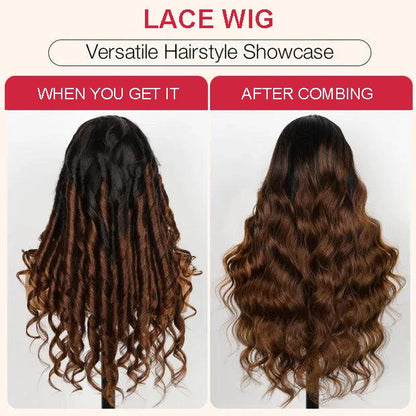 Ombre Wig Black to Brown Hair 3D Body Wave 13x4 Lace Human Hair Wig