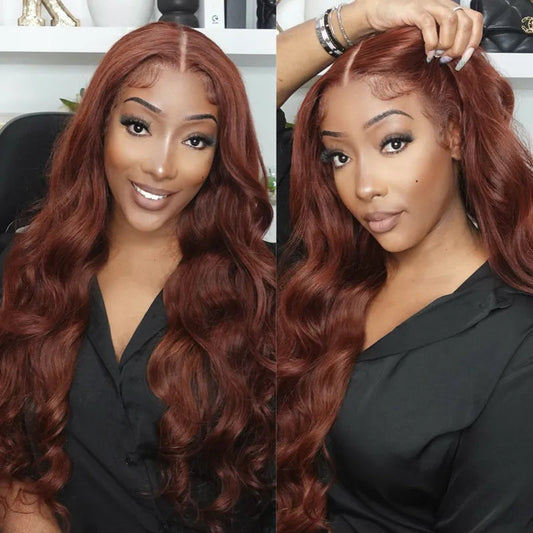 Reddish Brown Wig Body Wave 13x4 Lace Frontal Human Hair Wigs | KimWig.com