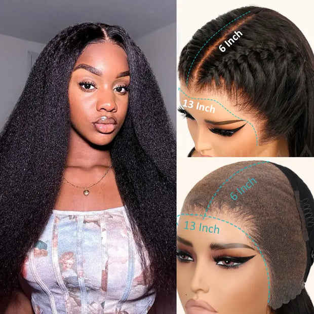 Full 13x6 Lace Frontal Wig Yaki Straight Human Hair | KimWig.com
