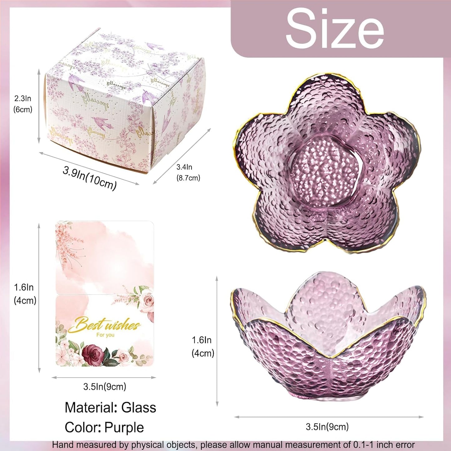 Purple Flower Jewelry Dish Glass Ring Holder Dish Jewelry Tray Cute Vanity Organizer